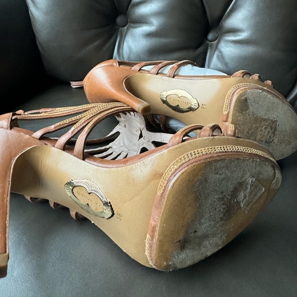 Elie Tahari heels strappy brown stiletto - Picture 5 of 10